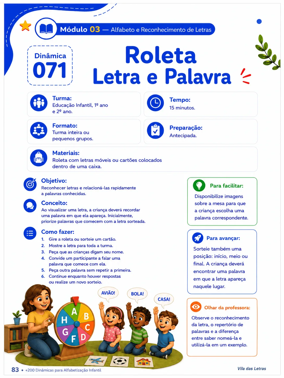 Atividade Roleta Letra e Palavra para reconhecer letras e formar palavras
