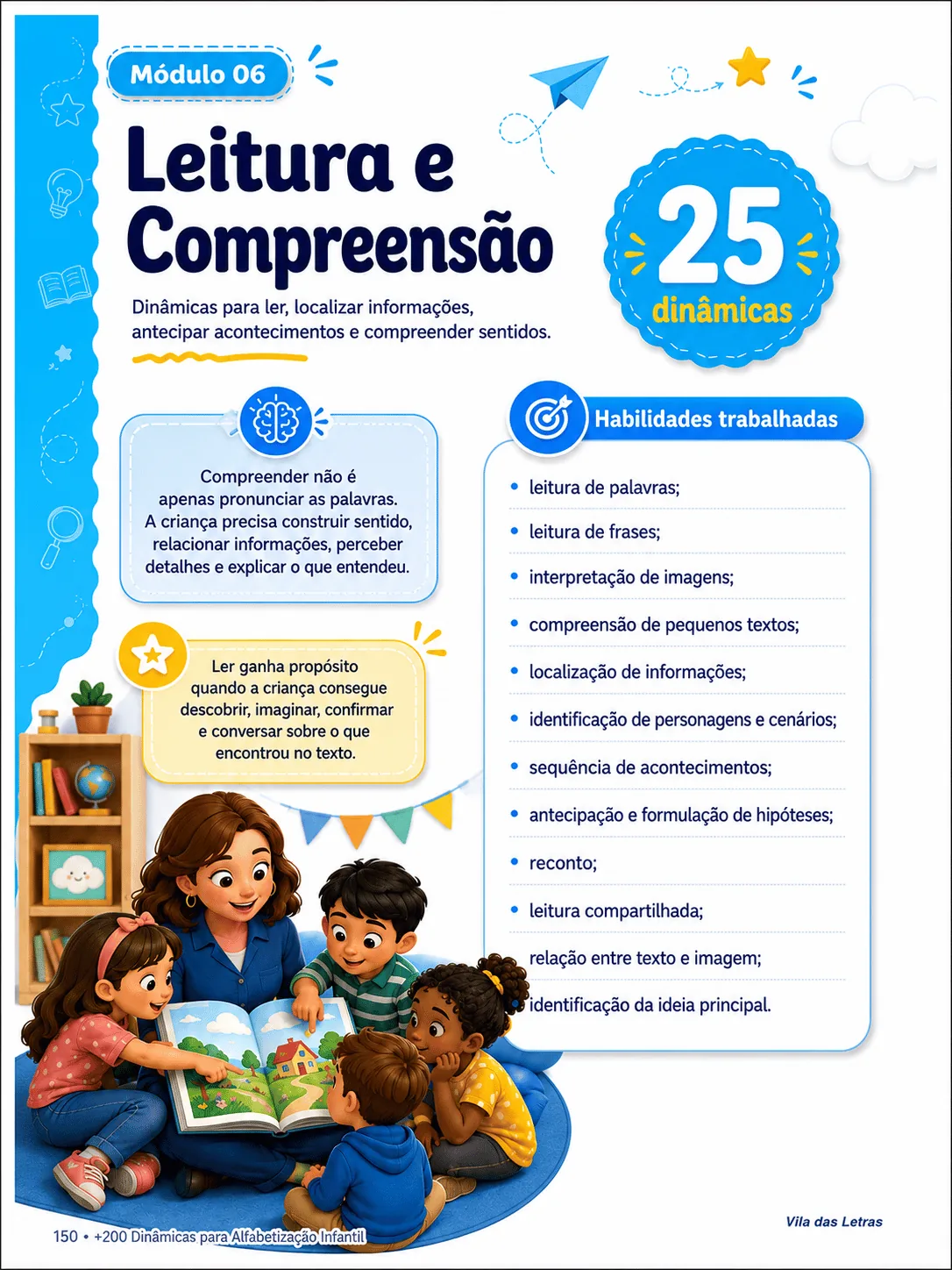 Atividades de leitura e compreensão para crianças em alfabetização